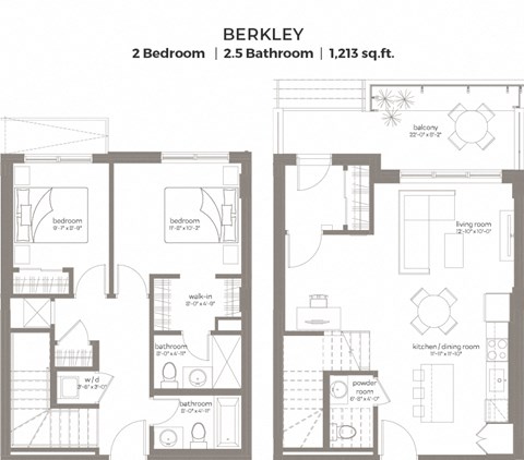 the floor plans of two bedrooms and a bathroom